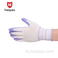 HESPAX Anti-Slip Latex Foam White Purple Work Gloves